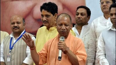Adityanath was in Ghaziabad district for the foundation-stone laying ceremony of a new green-field data centre at CEL in Sahibabad. (Sakib Ali/HT Photo) Adityanath was in Ghaziabad district for the foundation-stone laying ceremony of a new green-field data centre at CEL in Sahibabad. (Sakib Ali/HT Photo)
