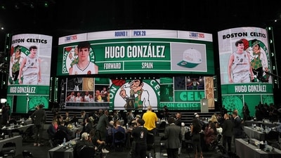 Hugo Gonzalez is drafted twenty-eighth overall by the Boston Celtics during the first round of the 2025 NBA Draft at Barclays Center on June 25, 2025 in the Brooklyn borough of New York City. (Getty Images via AFP) Hugo Gonzalez is drafted twenty-eighth overall by the Boston Celtics during the first round of the 2025 NBA Draft at Barclays Center on June 25, 2025 in the Brooklyn borough of New York City. (Getty Images via AFP)