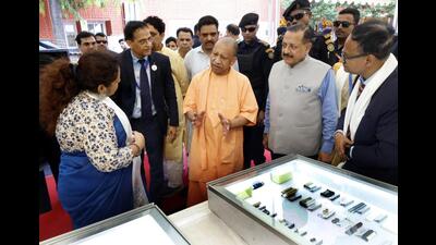 Chief minister Yogi Adityanath and minister of state for science and technology (independent charge) Jitendra Singh laid the foundation stone of CEL-ESDS Green Data Centre in Sahibabad on Thursday. (Sakib Ali /HT Photo) Chief minister Yogi Adityanath and minister of state for science and technology (independent charge) Jitendra Singh laid the foundation stone of CEL-ESDS Green Data Centre in Sahibabad on Thursday. (Sakib Ali /HT Photo)