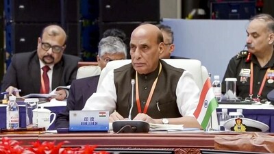 Defence Minister Rajnath Singh during the SCO Defence Ministers' Meeting, in Qingdao, China. (@rajnathsingh) Defence Minister Rajnath Singh during the SCO Defence Ministers' Meeting, in Qingdao, China. (@rajnathsingh)
