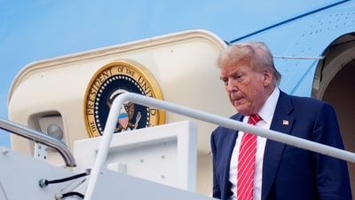US President Donald Trump returns from the 2025 NATO Summit on June 24, 2025, at Joint Base Andrews, Maryland. (AFP)