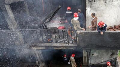 It was so severe, and the building was located in a cramped lane, that it took over 100 firefighters 13 hours to quell the blaze. (Sanjeev Verma/HT Photo) It was so severe, and the building was located in a cramped lane, that it took over 100 firefighters 13 hours to quell the blaze. (Sanjeev Verma/HT Photo)