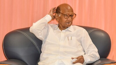 NCP President Sharad Pawar during a party workers meeting, in Karad, Maharashtra. (PTI)