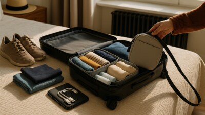 A thoughtfully packed cabin bag with essentials, ready for a fuss-free trip through cities, metros and everyday travel moments. A thoughtfully packed cabin bag with essentials, ready for a fuss-free trip through cities, metros and everyday travel moments.