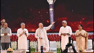 Union home minister Amit Shah, Union railways minister Ashwini Vaishaw, Delhi Lt. governor VK Saxena and Delhi chief minister Rekha Gupta during an event on ‘Samvidhan Hatya Diwas’, marking the imposition of Emergency by former prime minister Indira Gandhi on Wednesday. (HT Photo) Union home minister Amit Shah, Union railways minister Ashwini Vaishaw, Delhi Lt. governor VK Saxena and Delhi chief minister Rekha Gupta during an event on ‘Samvidhan Hatya Diwas’, marking the imposition of Emergency by former prime minister Indira Gandhi on Wednesday. (HT Photo)