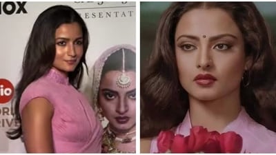 Alia Bhatt attended the screening of Umrao Jaan and paid a tribute to one of Rekha's most iconic movie looks. Alia Bhatt attended the screening of Umrao Jaan and paid a tribute to one of Rekha's most iconic movie looks.