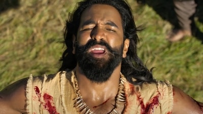 Vishnu Manchu in a still from Kannapaa. Vishnu Manchu in a still from Kannapaa.