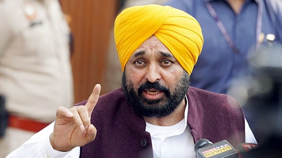 Punjab CM Bhagwant Mann speaks to the media in New Delhi. (File photo/ANI)