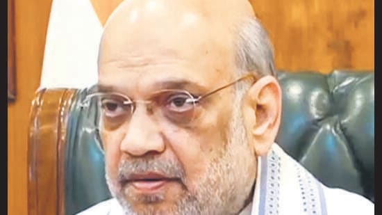 Union home minister Amit Shah said that everyone should get rid of “slave mentality” and until a person takes pride in his own language that person cannot be free from the mentality of slavery. (PTI)