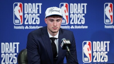 Cooper Flagg of the Dallas Mavericks speaks to the media after being drafted first overall. (Getty Images via AFP) Cooper Flagg of the Dallas Mavericks speaks to the media after being drafted first overall. (Getty Images via AFP)