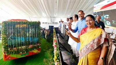 CM Rekha Gupta along with transport minister Pankaj Singh and others during the inauguration of the Narela bus depot on Friday. (X/Rekha Gupta) CM Rekha Gupta along with transport minister Pankaj Singh and others during the inauguration of the Narela bus depot on Friday. (X/Rekha Gupta)