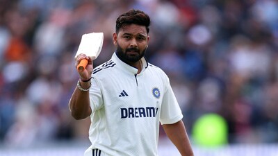 India's Rishabh Pant walks off after being caught by England's Zak Crawley off the bowling of Shoaib Bashir (Action Images via Reuters)