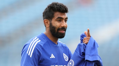 India's Jasprit Bumrah trains before the start of play on day five of the first cricket test match between England and India (AP) India's Jasprit Bumrah trains before the start of play on day five of the first cricket test match between England and India (AP)
