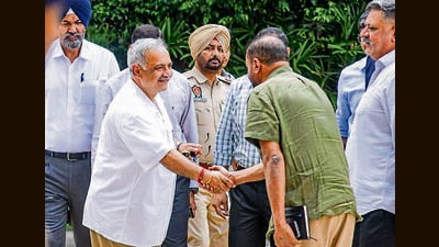 Former Punjab DGP Siddharth Chattopadhyay arrives to join the ongoing investigation against SAD leader Bikram Singh Majithia, at the Punjab Police Officers Institute in Chandigarh on Friday. (PTI) Former Punjab DGP Siddharth Chattopadhyay arrives to join the ongoing investigation against SAD leader Bikram Singh Majithia, at the Punjab Police Officers Institute in Chandigarh on Friday. (PTI)