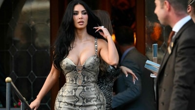 Kim Kardashian leaves the Gritti Palace Hotel ahead of the wedding of Amazon's founder Jeff Bezos with Lauren Sanchez in Venice on June 26, 2026. (AFP) Kim Kardashian leaves the Gritti Palace Hotel ahead of the wedding of Amazon's founder Jeff Bezos with Lauren Sanchez in Venice on June 26, 2026. (AFP)