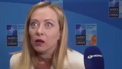 Internet users reacted to Giorgia Meloni’s viral video from the NATO Summit with memes. (X/@jacksonhinklle) Internet users reacted to Giorgia Meloni’s viral video from the NATO Summit with memes. (X/@jacksonhinklle)