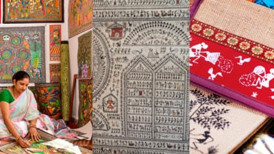 A modern living space celebrating Indian tribal art, featuring Warli, Gond, Madhubani, Saura, and Bhil styles in a fresh, contemporary setting. (Canva.com) A modern living space celebrating Indian tribal art, featuring Warli, Gond, Madhubani, Saura, and Bhil styles in a fresh, contemporary setting. (Canva.com)