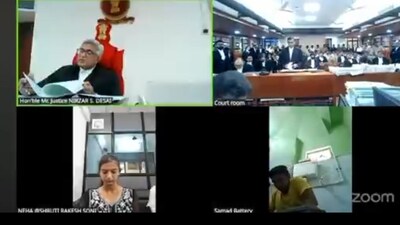 The incident occurred on June 20 during a hearing before Justice Nirzar S Desai. (X/@advsanjoy) The incident occurred on June 20 during a hearing before Justice Nirzar S Desai. (X/@advsanjoy)