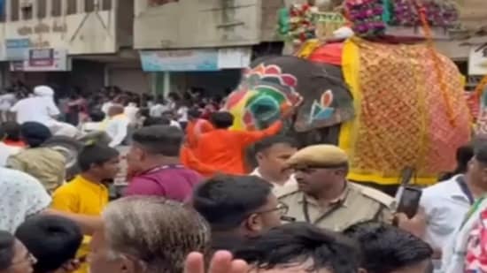 Chaos broke out in Ahmedabad after elephants started running amok amid Jagannath Yatra (X/@PTI)