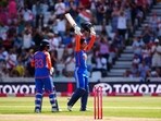 India's Smriti Mandhana celebrates her ton. India's Smriti Mandhana celebrates her ton.