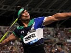 Neeraj Chopra in action at the Paris Diamond League. Neeraj Chopra in action at the Paris Diamond League.