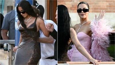 Kardashian-Jenner fashion steals spotlight at star-studded wedding in Venice. (AFP) Kardashian-Jenner fashion steals spotlight at star-studded wedding in Venice. (AFP)