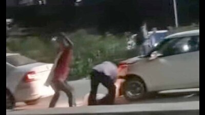 A video grab of the attack in Ludhiana. A video grab of the attack in Ludhiana.