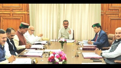 Chief minister Sukhvinder Singh Sukhu presides over a cabinet meeting in Shimla on Saturday. (HT Photo) Chief minister Sukhvinder Singh Sukhu presides over a cabinet meeting in Shimla on Saturday. (HT Photo)