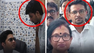 Kolkata law student rape case: BJP shared photos of the accused with Abhishek Banerjee. (X/@amitmalviya) Kolkata law student rape case: BJP shared photos of the accused with Abhishek Banerjee. (X/@amitmalviya)