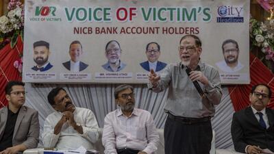 Mumbai, India - March 9, 2025: Voice of Victim's program organized in Mira Road for the depositors of New India Cooperative Bank, banking expert Vishwas Utgi provided guidance to the attending depositors in Mumbai, India, on Sunday, March 9, 2025. (Photo by Satish Bate/ Hindustan Times) (Hindustan Times) Mumbai, India - March 9, 2025: Voice of Victim's program organized in Mira Road for the depositors of New India Cooperative Bank, banking expert Vishwas Utgi provided guidance to the attending depositors in Mumbai, India, on Sunday, March 9, 2025. (Photo by Satish Bate/ Hindustan Times) (Hindustan Times)