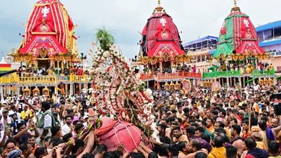 Devotees participate in the Rath Yatra of Lord Jagannath, in Puri. (ANI) Devotees participate in the Rath Yatra of Lord Jagannath, in Puri. (ANI)