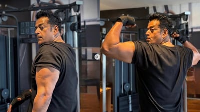 Ravi Kishan reminds fans of Salman Khan with his gym pics. Ravi Kishan reminds fans of Salman Khan with his gym pics.