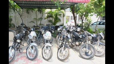 The two thieves were caught on Hambran Road while riding a stolen motorcycle. (HT Photo)