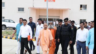 UP CM Yogi Adityanath on June 28 inspecting a venue in Gorakhpur where the President is proposed to attend an event. (Sourced)