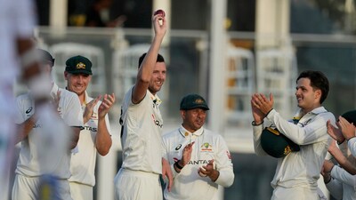 Josh Hazlewood was the chief destroyer with figures of 5-43 as the tourists dominated the day with both ball and bat. (AP) Josh Hazlewood was the chief destroyer with figures of 5-43 as the tourists dominated the day with both ball and bat. (AP)