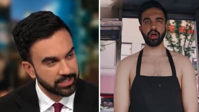 Zohran Mamdani tried to keep a straight face as an interviewer played his 2019 rap video, “Nani.”. (Screengrab) Zohran Mamdani tried to keep a straight face as an interviewer played his 2019 rap video, “Nani.”. (Screengrab)