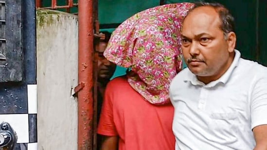 Kolkata: One of the accused who was arrested in connection with the alleged 'gang-rape' of a first-year student of a law college in south Kolkata, being produced at a city court, in Kolkata, Friday, June 27, 2025. (PTI)