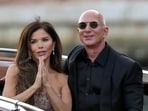 Lauren Sanchez Bezos, left, and Jeff Bezos depart from the Aman hotel during wedding celebrations in Venice, Italy, Saturday, June 28, 2025. (AP/PTI)(AP06_29_2025_000003B)