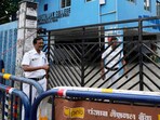 Policemen stand guard outside South Calcutta Law College after the rape of a student on the college campus. (Source: PTI) Policemen stand guard outside South Calcutta Law College after the rape of a student on the college campus. (Source: PTI)
