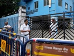 Policemen stand guard outside South Calcutta Law College after the rape of a student on the college campus. (Source: PTI) Policemen stand guard outside South Calcutta Law College after the rape of a student on the college campus. (Source: PTI)