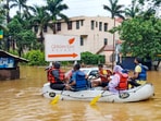 People being shifted to a safer place through a rescue boat amid waterlogging after heavy rainfall, at Jamshedpur, in East Singhbhum district. People being shifted to a safer place through a rescue boat amid waterlogging after heavy rainfall, at Jamshedpur, in East Singhbhum district.