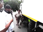DCM DK Shivakumar inspects trucks equipped with rotating brooms and water jets to urbanise cleaning in Bengaluru city. DCM DK Shivakumar inspects trucks equipped with rotating brooms and water jets to urbanise cleaning in Bengaluru city.