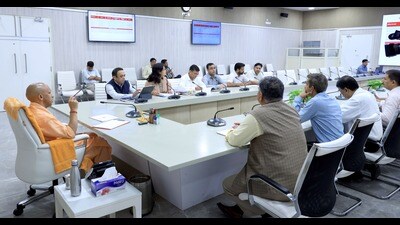 Chief minister Yogi Adityanath during the review meeting of the department of geology and mining. (Sourced) Chief minister Yogi Adityanath during the review meeting of the department of geology and mining. (Sourced)