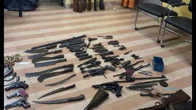Illegal arms seized from a house in Malihabad. (Sourced) Illegal arms seized from a house in Malihabad. (Sourced)