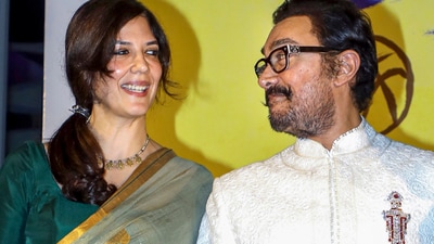 Bollywood actor Aamir Khan with girlfriend Gauri Spratt during the screening of his film Sitaare Zameen Par. (PTI) Bollywood actor Aamir Khan with girlfriend Gauri Spratt during the screening of his film Sitaare Zameen Par. (PTI)