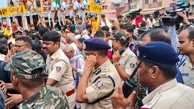 Police officials visit the site after a stampede near Shree Gundicha Temple, in Puri, Odisha, Sunday, June 29, 2025. At least three people were killed and 50 others suffered injuries in the incident. (PTI) Police officials visit the site after a stampede near Shree Gundicha Temple, in Puri, Odisha, Sunday, June 29, 2025. At least three people were killed and 50 others suffered injuries in the incident. (PTI)