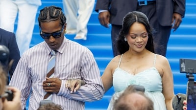 Rihanna and A$AP Rocky make a stunning appearance at The Smurfs world premiere, as she flaunts her baby bump. (AFP) Rihanna and A$AP Rocky make a stunning appearance at The Smurfs world premiere, as she flaunts her baby bump. (AFP)