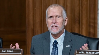 Sen. Thom Tillis, R-N.C., speaks during a confirmation hearing at the Capitol in Washington (AP) Sen. Thom Tillis, R-N.C., speaks during a confirmation hearing at the Capitol in Washington (AP)