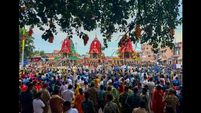 Thousands of devotees thronged the procession of the chariots of Lord Balabhadra, Goddess Subhadra and Lord Jagannath in Puri, Odisha. (AP) Thousands of devotees thronged the procession of the chariots of Lord Balabhadra, Goddess Subhadra and Lord Jagannath in Puri, Odisha. (AP)