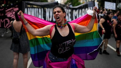 . The first pride march took place in New York City in 1970 to celebrate the one-year anniversary of the Stonewall rebellion. (REUTERS)